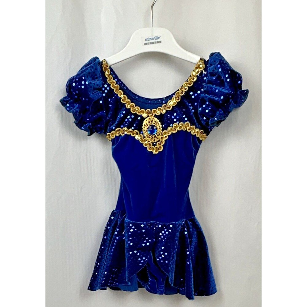 Royal Blue Costume Dress  Outfit with Sequins and Jewel